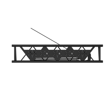 Rectangular truss 29x40 cm section with flat cable inside and electric chain hoists