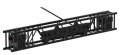 Rectangular truss 29x40 cm section with flat cable inside and electric chain hoists