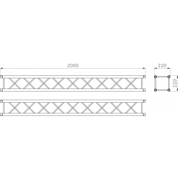Square truss 22 cm section with bushing connection