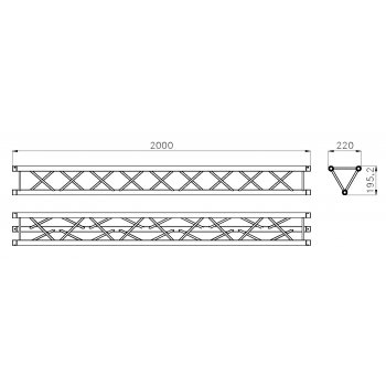 Triangular truss 22 cm section with bushing connection